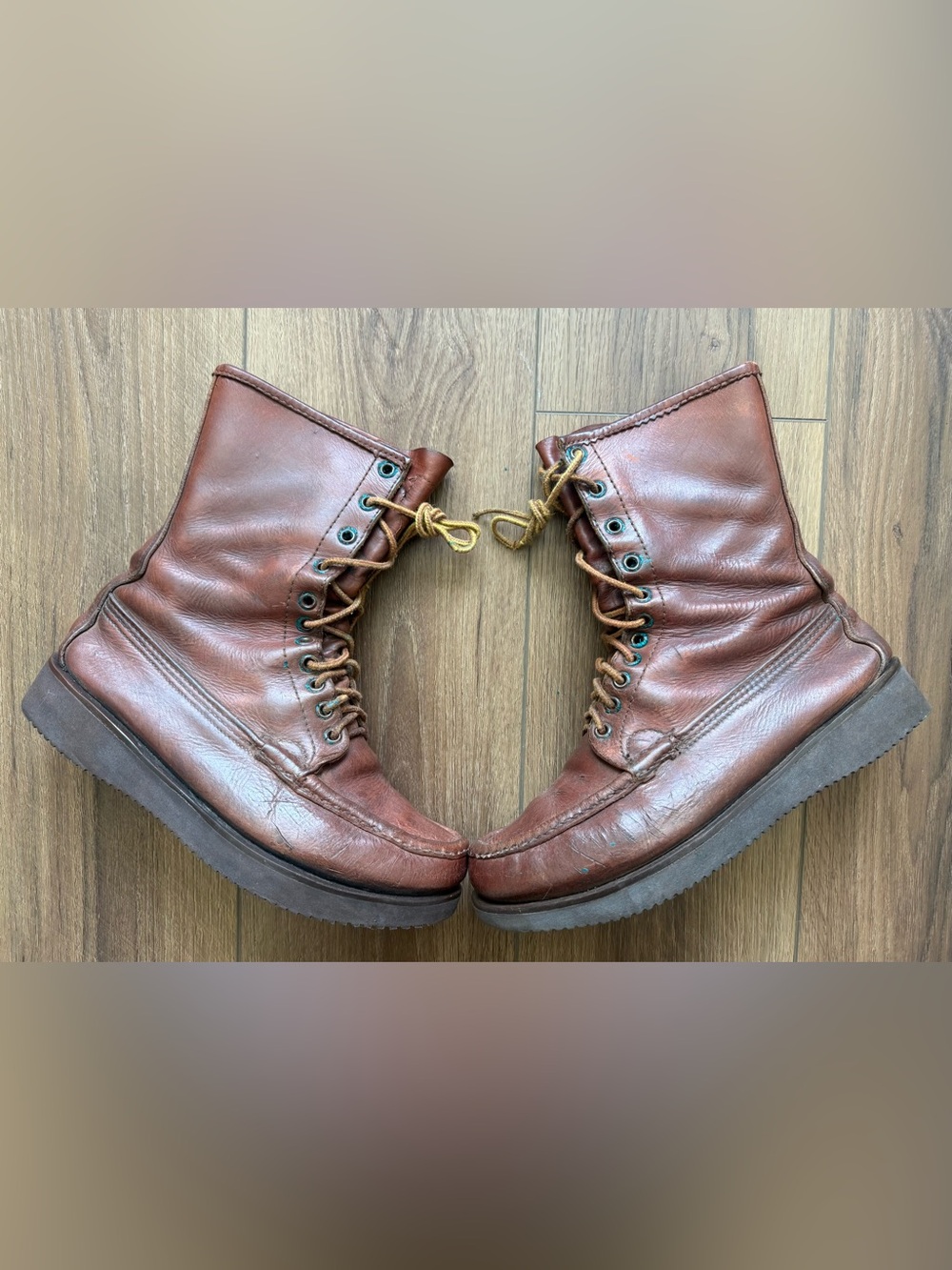 Vintage W.C. Russell Moccasin Co. Leather Bird Shooter Boots Men's Size 8.5 D